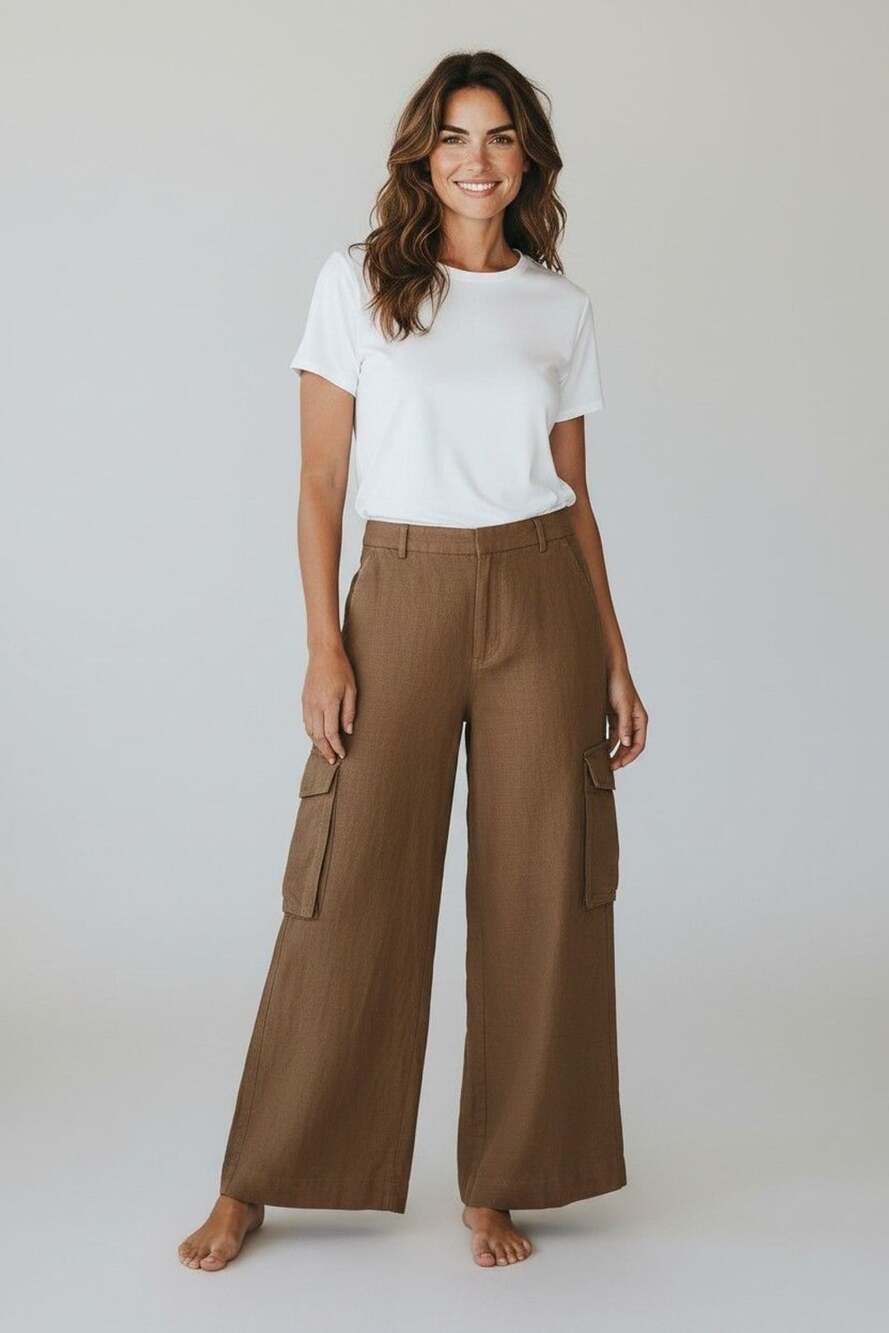 Banana Republic Linen Blend Cargo Pants Brown Size 12